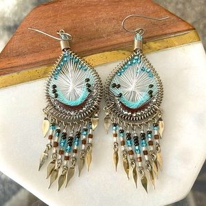 Beaded dangling earrings - handmade